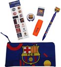 FC Barcelona schrijfwarenset met blauwe etui, potlood, pen, gum, puntenslijper, markeerstift en stickers.