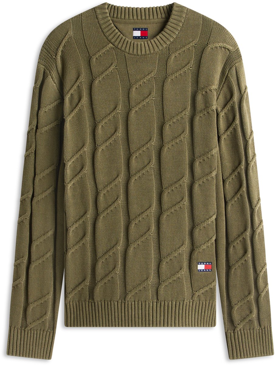 Tommy Jeans Trui Tjm Reg Chunky Cable Knt Swt Ext Dm0dm22355 Gy1 Mannen Groen