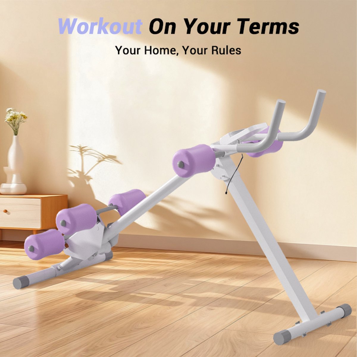 Fitnessapparaat - Verstelbare weerstand - LCD-scherm - Maximaal gewicht 160 kg - Opvouwbaar - Voor buik/benen/rug - Wit1