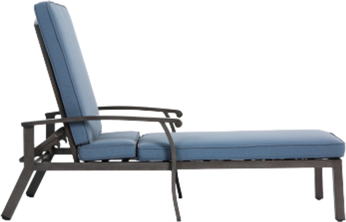 Loungestoel 204×58×30-100cm Stoel Blauw Aluminium Baumwolle Kissen Rostfestes Aluminium Wa