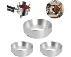 3-delige set - Espressopoeder doseertrechter - Koffiepoeder doseerring - Magnetische koffiering - Poederdispenser - Magnetisch - Geschikt voor thuisgebruik/koffiebars - 51/53/58 mm - Zilver