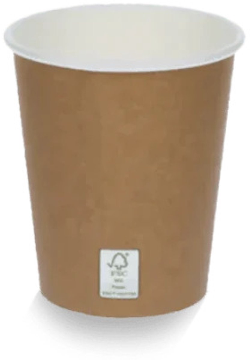 Cuppix - Kartonnen Koffiebeker - 230 ml (8 oz) – Kraftlook FSC Mix - 1000 stuks per doos