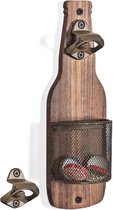 1 flesopener - Vintage - Hout - Muurbevestiging - Perfect voor bierliefhebbers - Vintage kleur