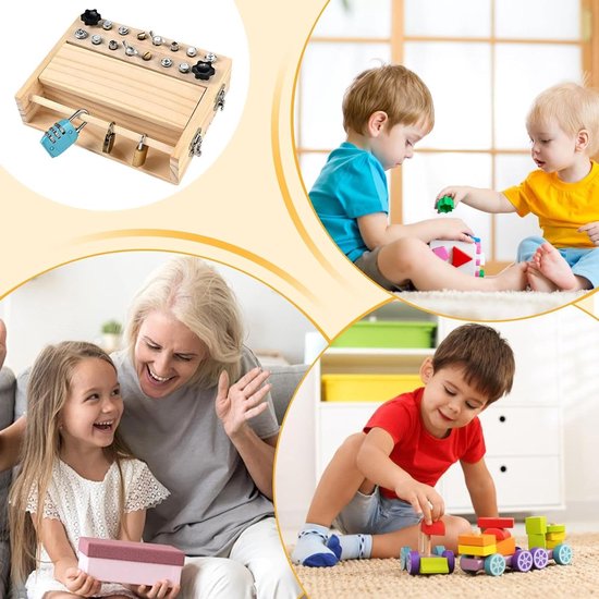 Schroevendraaier Bord Set voor Kinderen - Houten Ouder-Kind Interactief Spel - STEM Educatief Peuter Speelgoed Met Sleutel En Slot Voor Thuis En Onderweg Verjaardagscadeau van Merkloos — afbeelding 3
