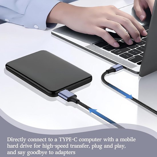 USB-C naar Micro-B Kabel voor Externe Harde Schijf SSD Opladen - 5 Gbps Snelheid - 0.5 Meter — afbeelding 2