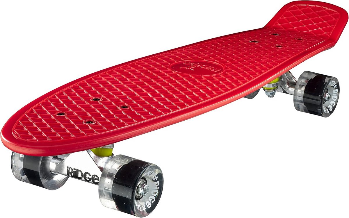 Cruiser Skateboard 69 cm /Transparant Flexibel Kunststof Deck voor Volwassenen en Jongeren Rood