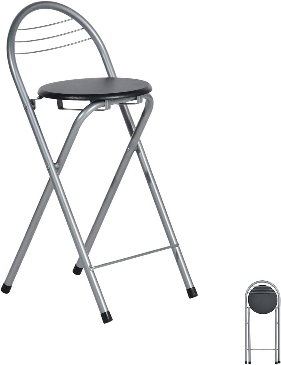 Opvouwbare Barkruk met Rugleuning - Zithoogte 61 cm - Compact en Draagbaar