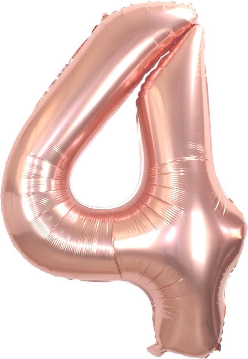 Ulanax - Cijferballon - Folieballon - 70cm - Rose Goud - Cijfer 4 (vier)