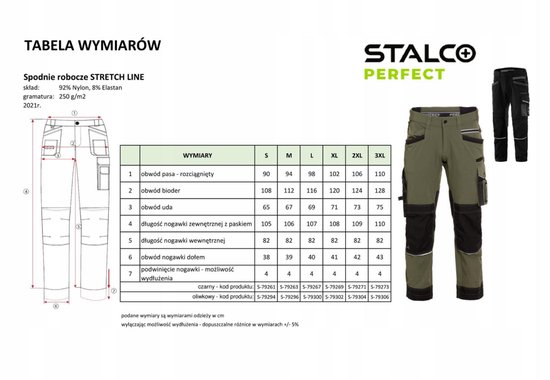 Pantalon de travail STRETCH LINE taille L STALCO PERFECT S-79300 Kaki