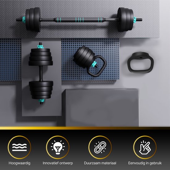 Luxari - Kettlebell de haute qualité - Réglable - de 2,25 à 10 kilos - Incl. 6 disques - Home Sports - Zwart - Kettlebell 10 kg - Dumbell 10 kg - Kettlebel