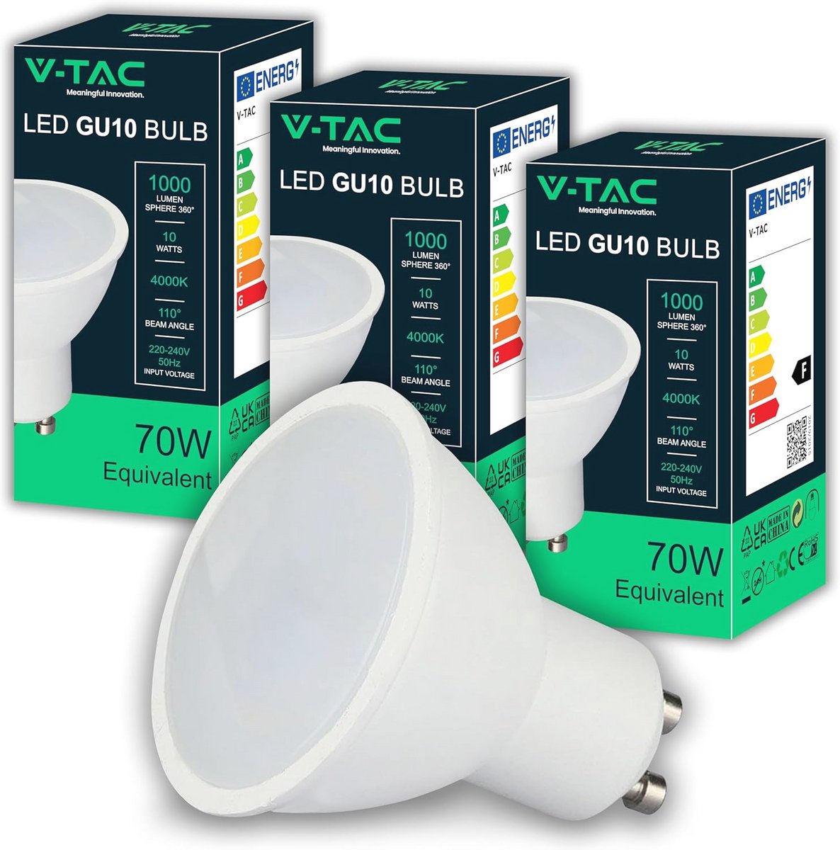 3 x GU10 Ledlampen 10W met Hoge Helderheid - 1000 Lumen - Neutraal Wit 4000K