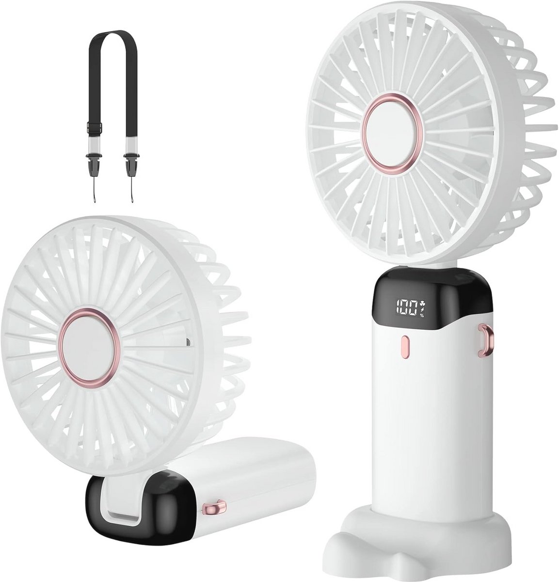 Draagbare Oplaadbare Mini-Ventilator met 5 Snelheden - USB Tafelventilator voor Thuis en Reizen