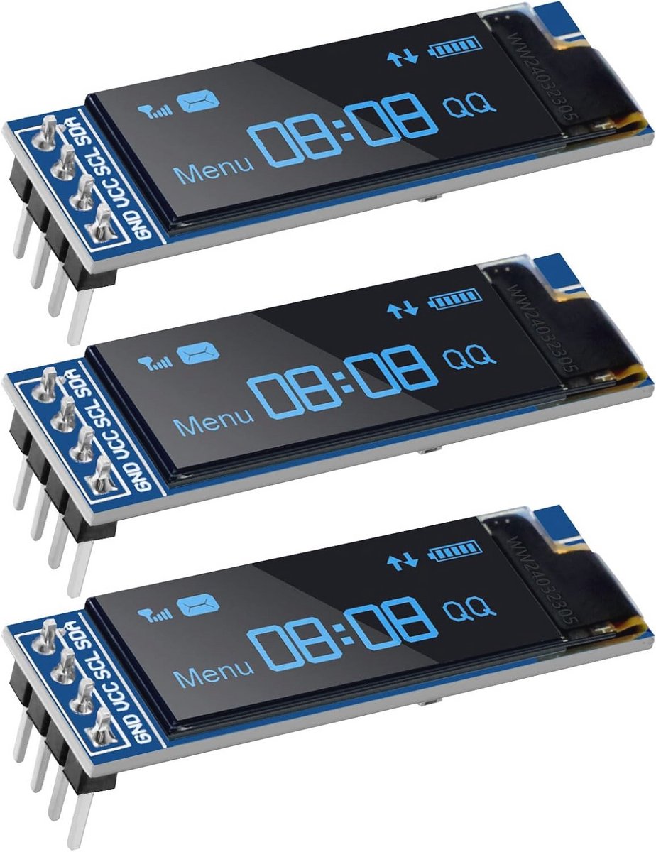 I2C OLED-displaymodule 0,91 inch - 3 stuks - 128 x 32 voor Microcontrollers