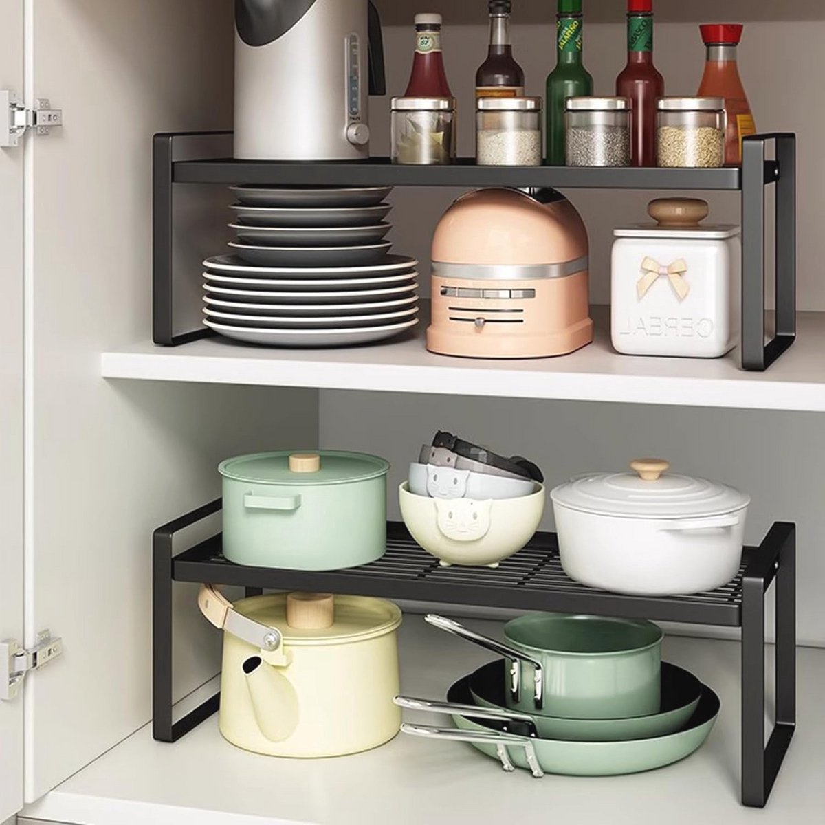 Ruimtebesparende keukenorganizers met antislipmat - 2 stuks