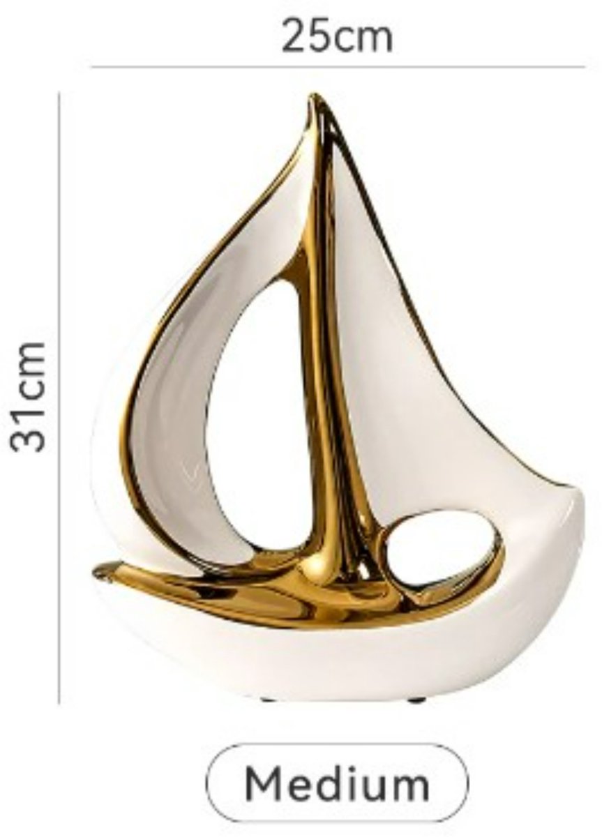 Home Cute Home-Keramische luxe decoraties zeilboot - medium - gouden