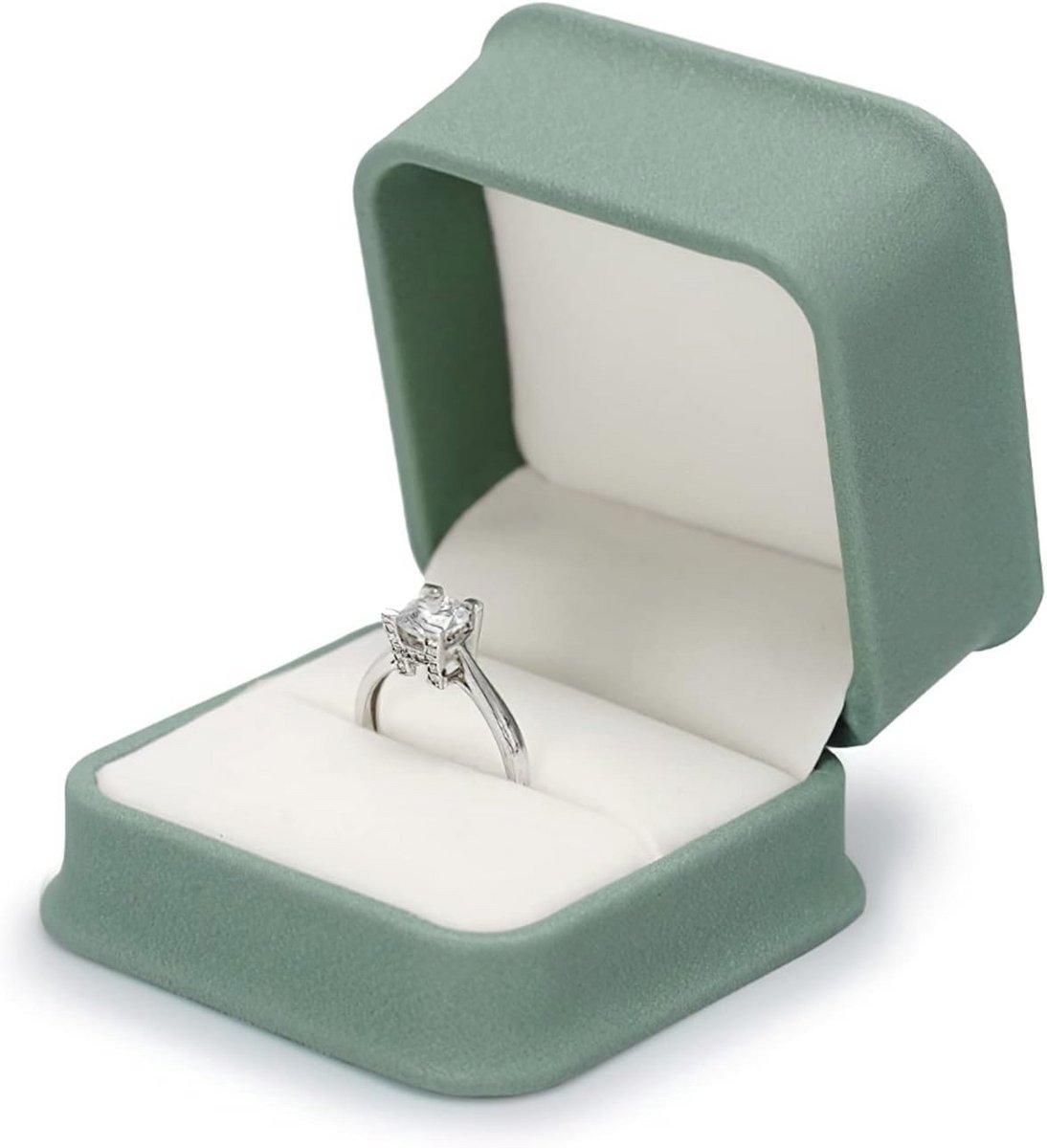 Matcha Groene PU Leren Ringdoos - Perfect voor Trouwen, Voorstellen, Verjaardag en Valentijnsdag