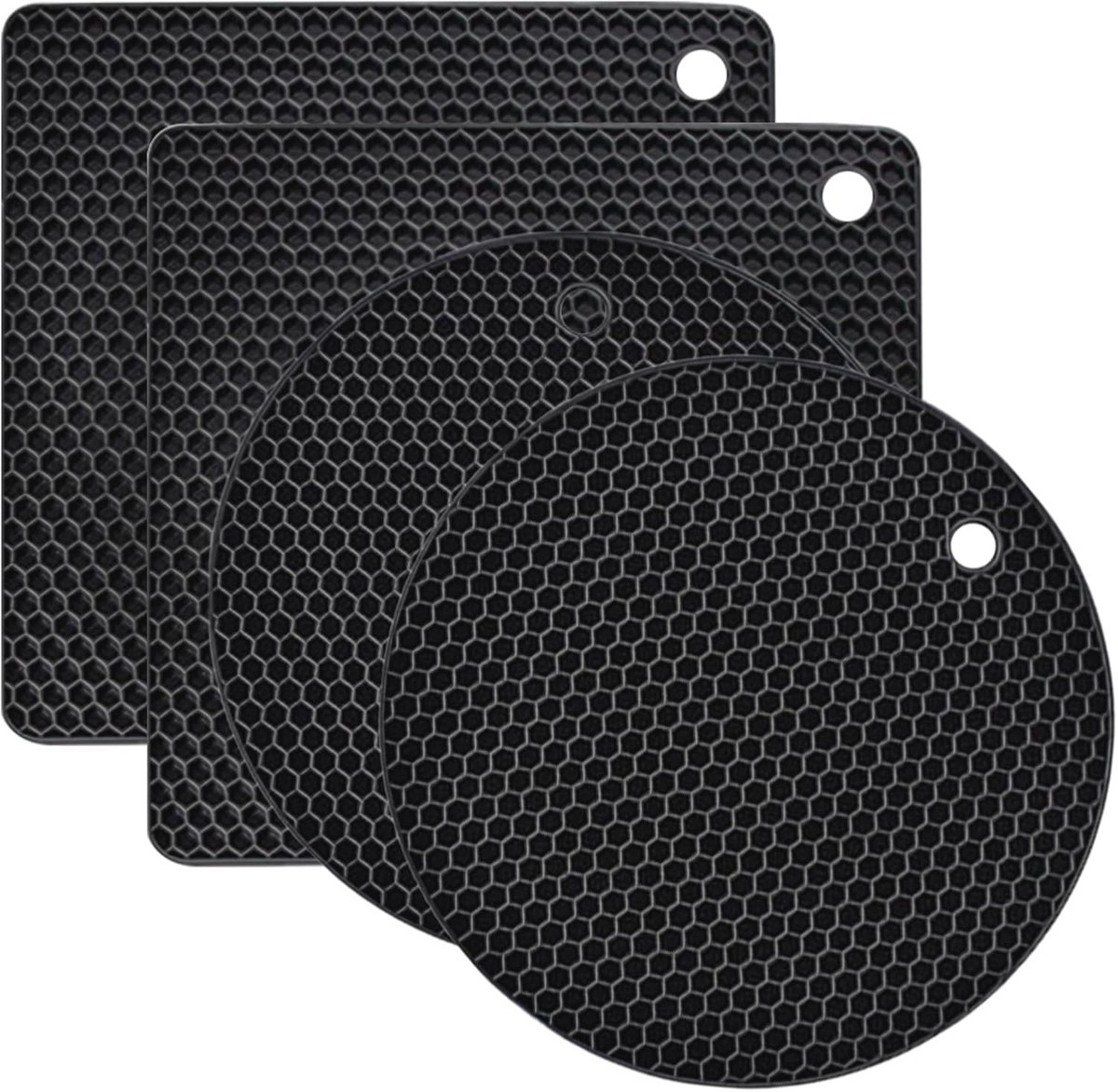 Siliconen pannenlappen set van 4 - hittebestendig, antislip, vaatwasmachinebestendig