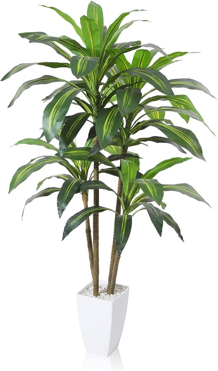 Kunstplanten Drakenboom 120 cm - Tropische Kunstplant voor Woonkamer, Slaapkamer en Kantoor