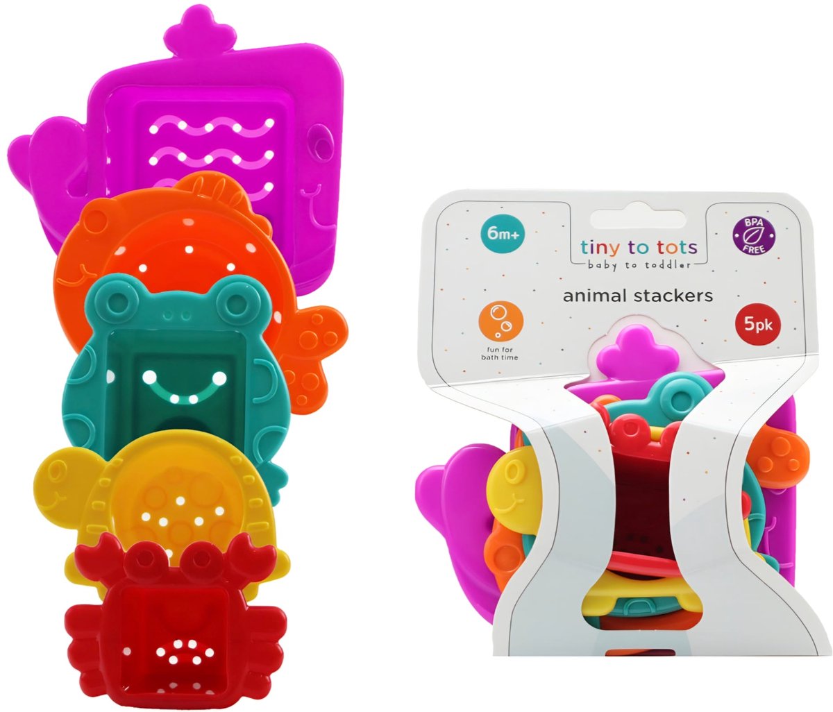 Tiny to Tots Dieren Baby Stapel set voor in bad