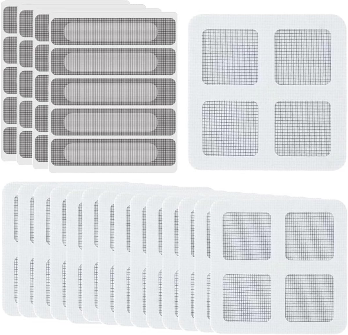 Klamboe Reparatieset - 35 Stuks, Zelfklevende Muggennet Patches voor Deur en Raam, Glasvezel Gaas