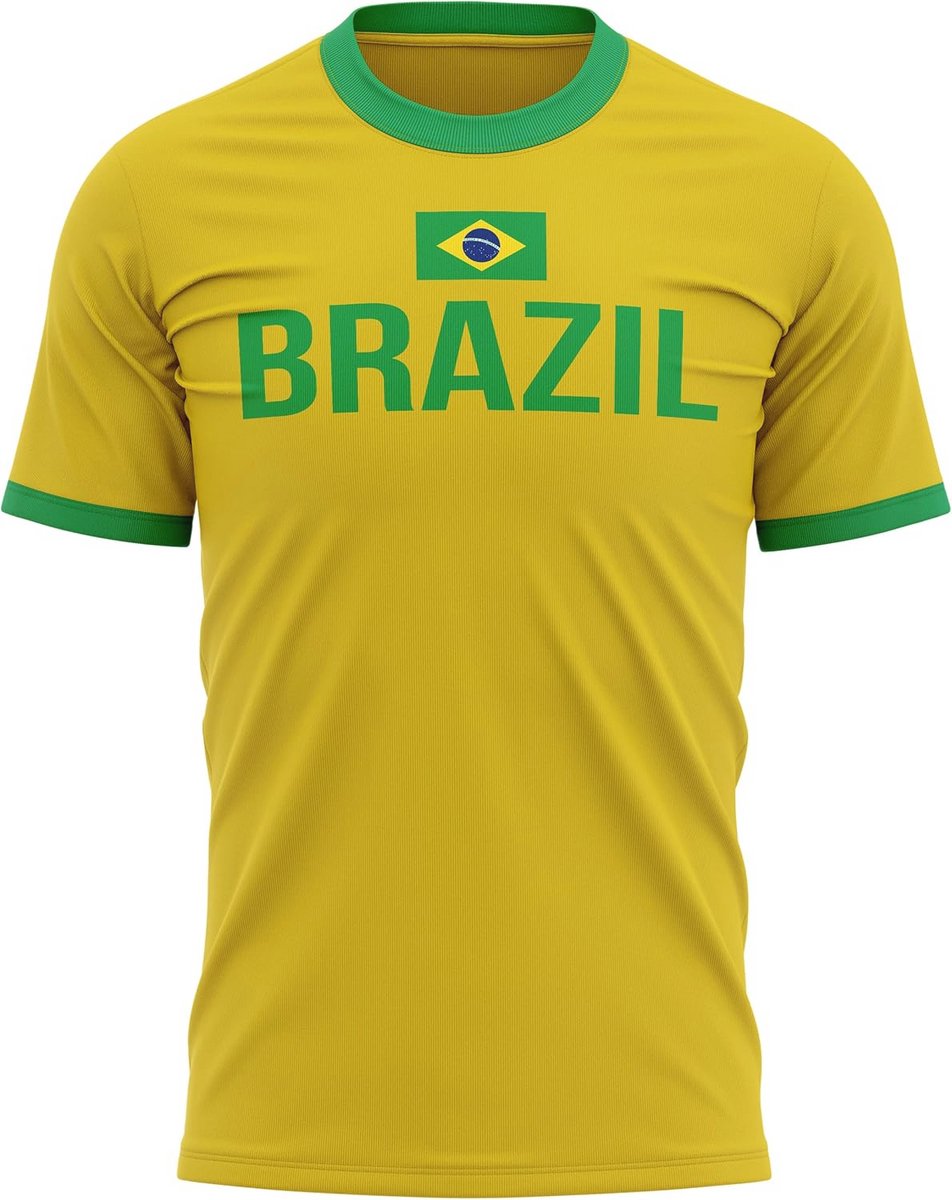 Heren T-shirt met Brazilië Vlag voor Voetbalsupporters - Geel en Groen