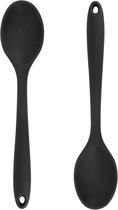 Kooklepel - 2 Stuks - Roerlepel - Siliconen - Lepel - Sauslepel - Serveerlepel - Opscheplepel - Hittebestendig - Keukenhulpmiddel - Anti-aanbaklaag - Keukengerei - Geschikt voor keukens en eetkamers - 20.5*4.5 cm - Zwart