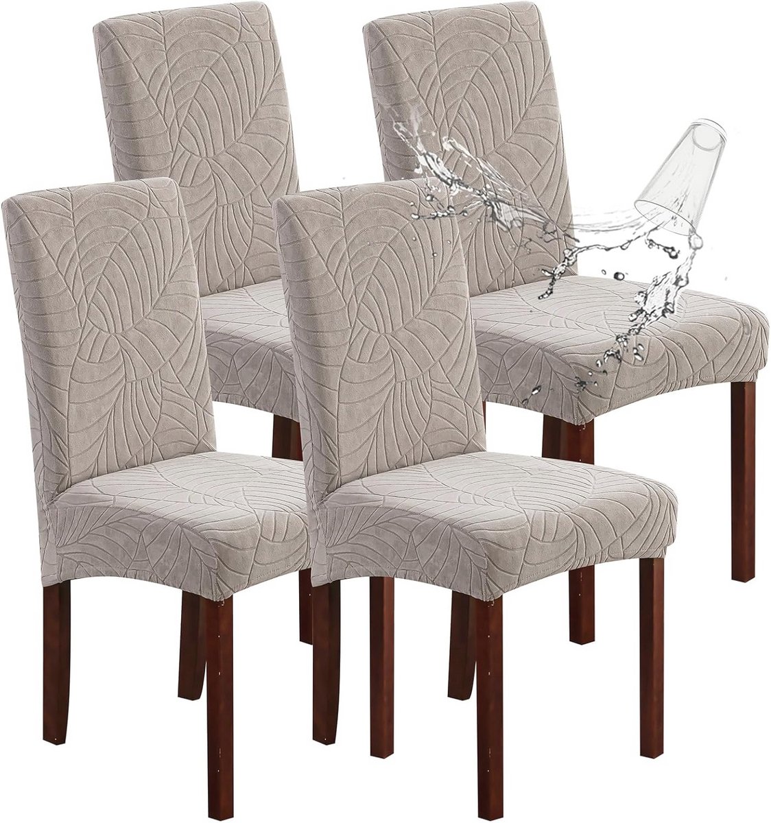 Waterdichte stoelbeschermers voor eetkamer - Stretch Jacquard, set van 4
