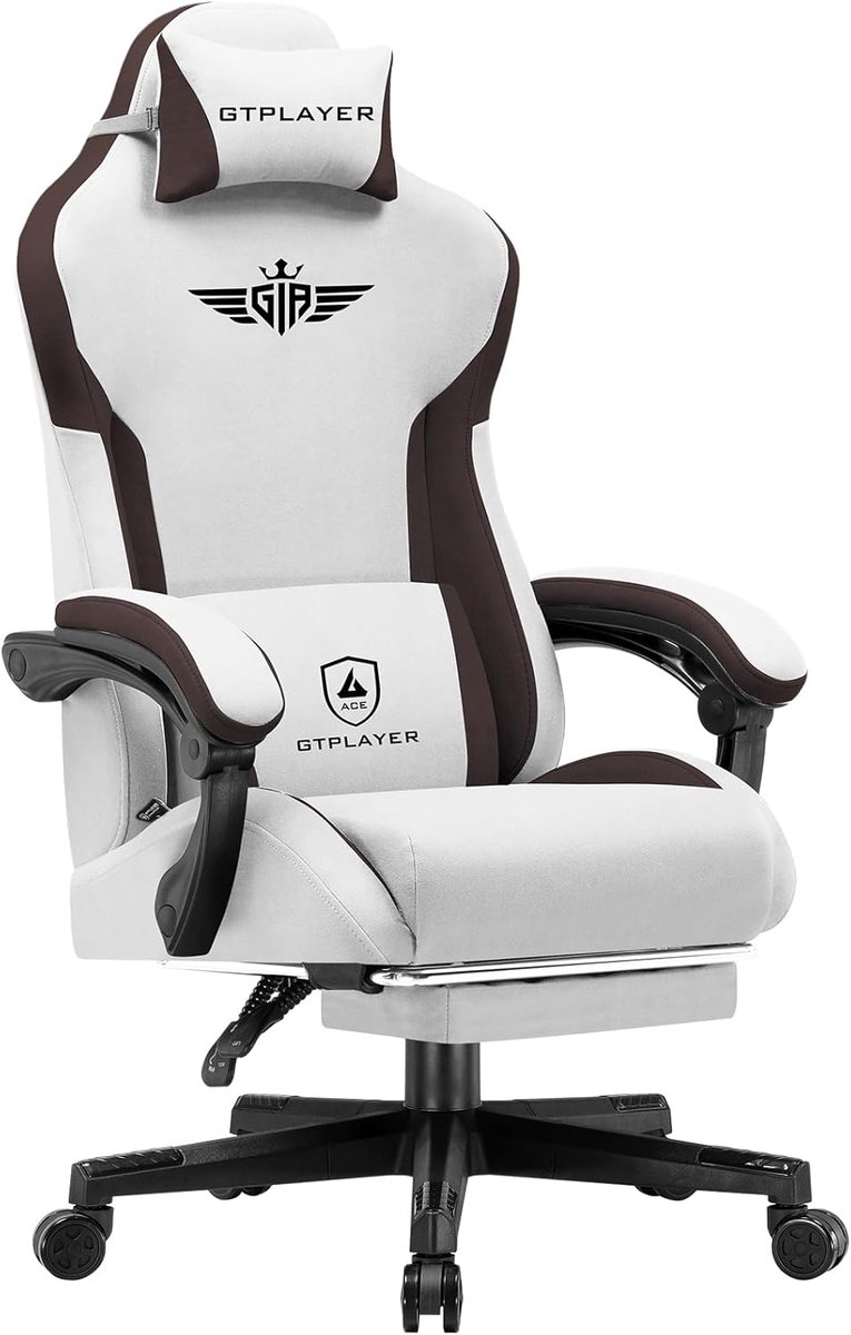 GTPLAYER - Gamingstoel Technische Stof - Met Lendensteun en 150 kg - Bruin