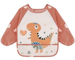 Vancle Slabbetje met lange mouwen, kinderslabbetjes, waterdicht slabbetje, dunne lichte voedingsschort voor schilderen, spelen en eten 12-36 maanden