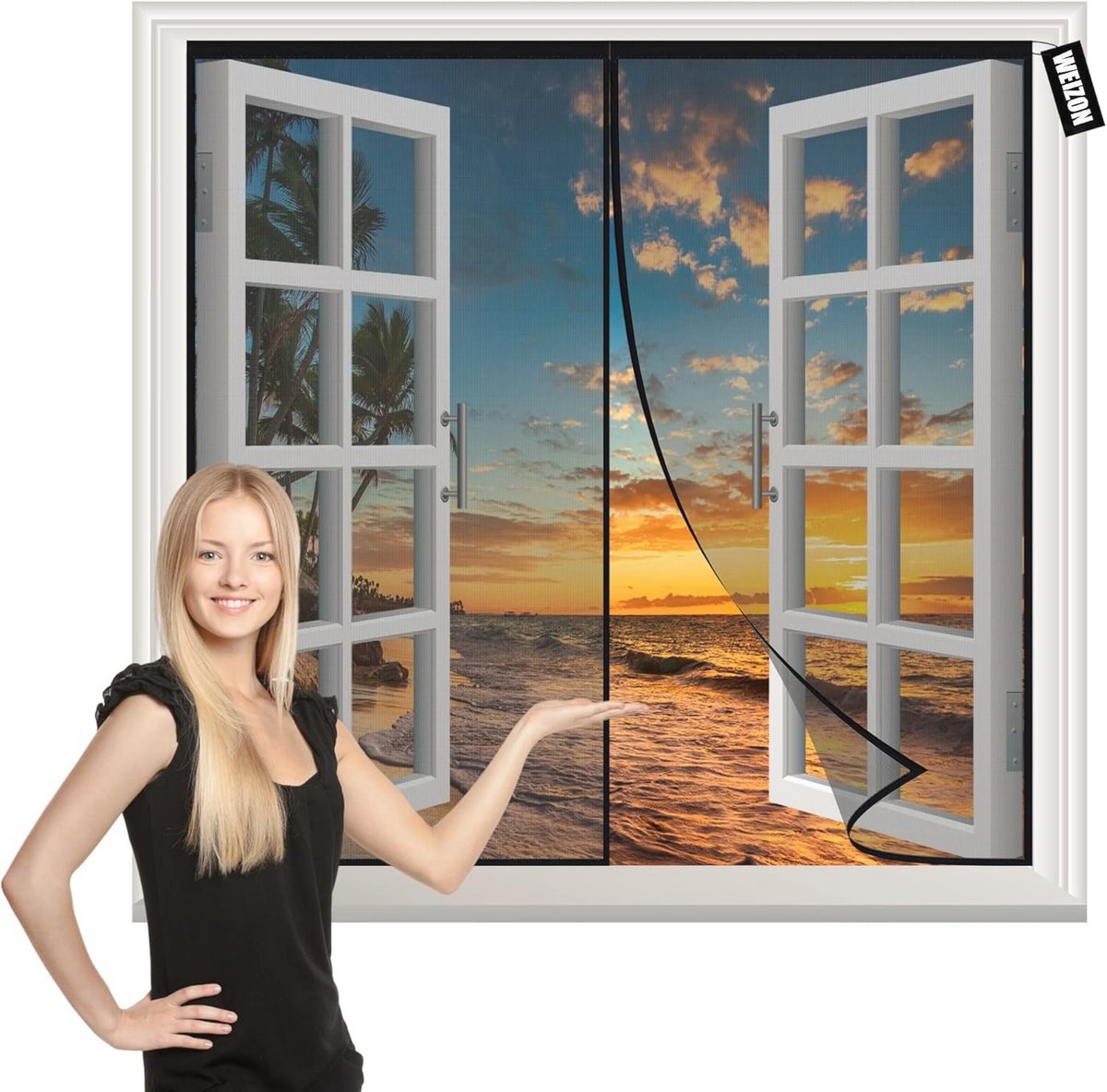 Magnetisch Vliegenhor voor Raam 55x60cm - Eenvoudig te Installeren en Effectieve Insectenbescherming