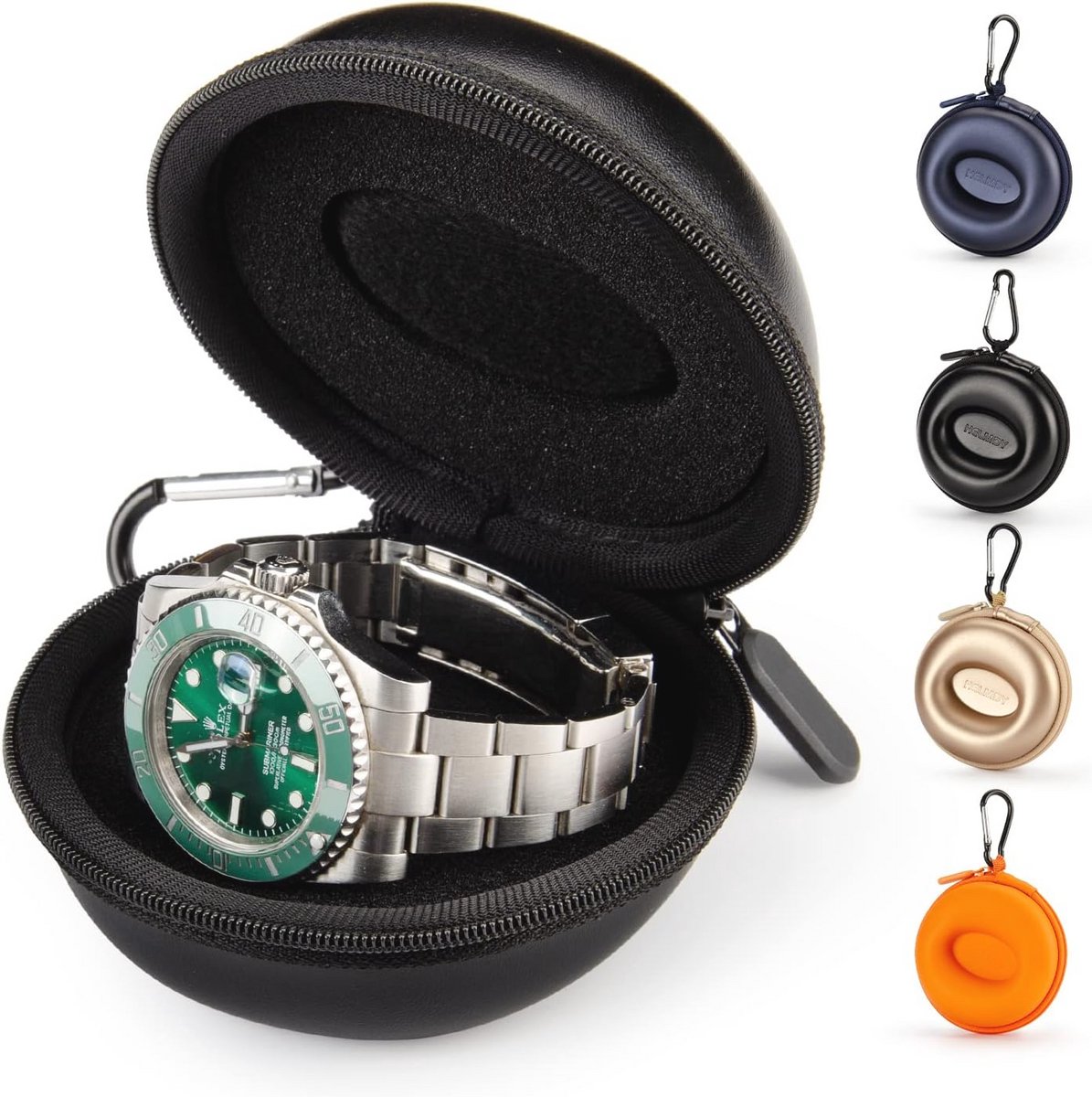 Draagbare Horlogekast voor Reizen - Organizer voor Heren en Dames - Ronde Horlogedoos met 1 Vak