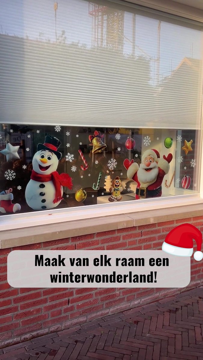 GOMANCHE 190 Stuks Stereoscopisch Effect Kerst Raamstickers, Dubbelzijdig Geprinte Kerstman Sneeuwvlok Raamstickers, Zelfklevende Raamdecoratie voor
