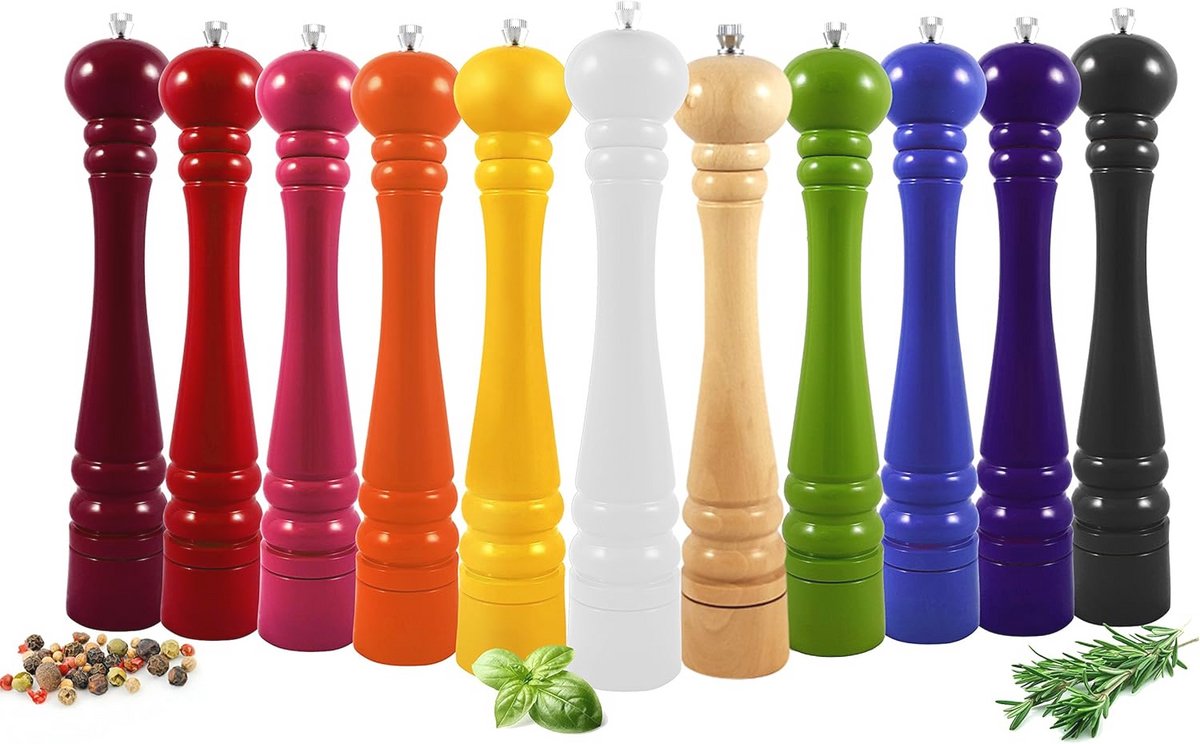 Pepermolen en Zoutmolen in diverse kleuren - Hoogglans 32cm