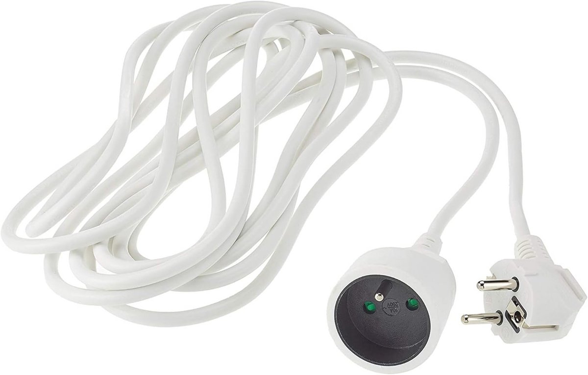 Verlengkabel 230V 3m met Kinderbeveiliging en Schuko Stekker Type F - Wit