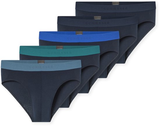 Schiesser 5PACK Rio-Slip - 95/5 Multipacks Slip - bleu foncé