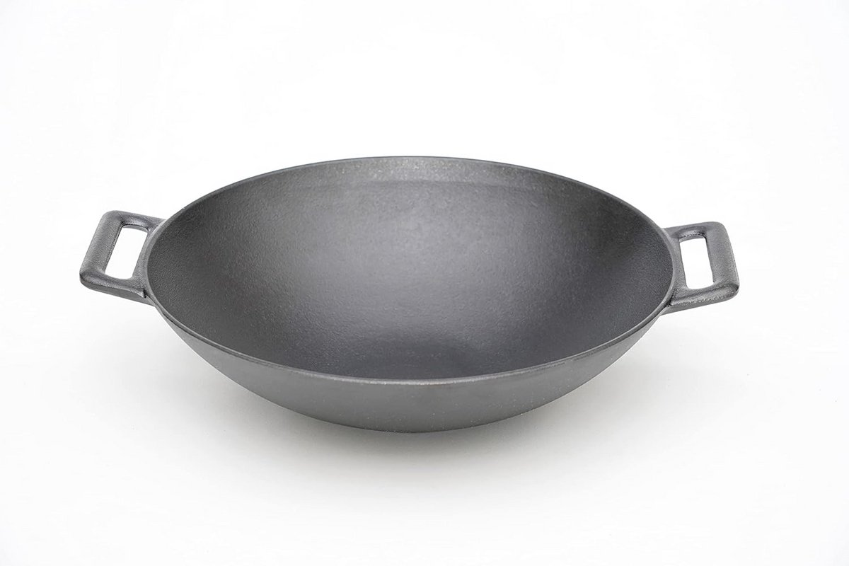 Gietijzeren Wok 31 cm - Geschikt voor Inductie, Gas en Grill - Optimale Warmteverdeling en Duurzaam Ontwerp