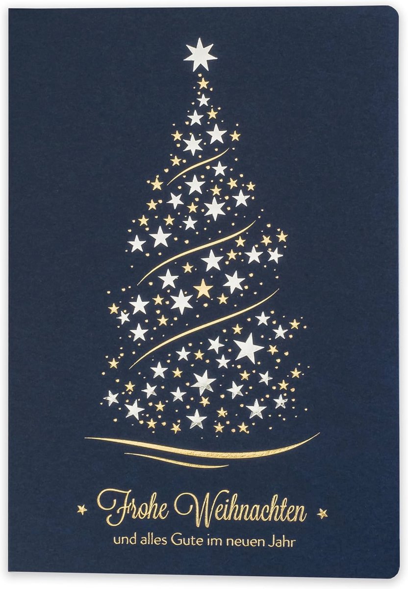 Exclusieve kerstkaarten set van 10 met vergulde kerstmotieven - 120 x 170 mm