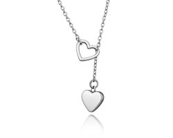 Lumici® | Hart In Hart Ketting - Dubbele Hart Ketting - Hartjes Ketting - December Cadeau - Cadeau Voor Vrouwen - Moederdag Cadeau - Dames Ketting - Collier - Valentijn - Liefde - Verrassing - Goud & Zilver