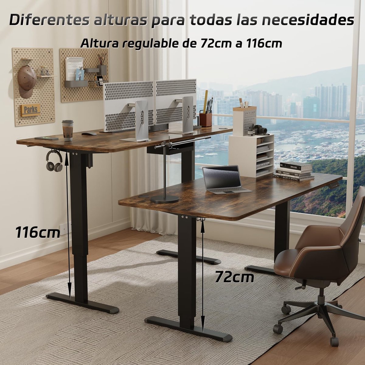 Elektrisch Zit-Sta Bureau ProLift 160x80 - Bruin - Altameubel ProLift 160x80 – In - Medahomestore