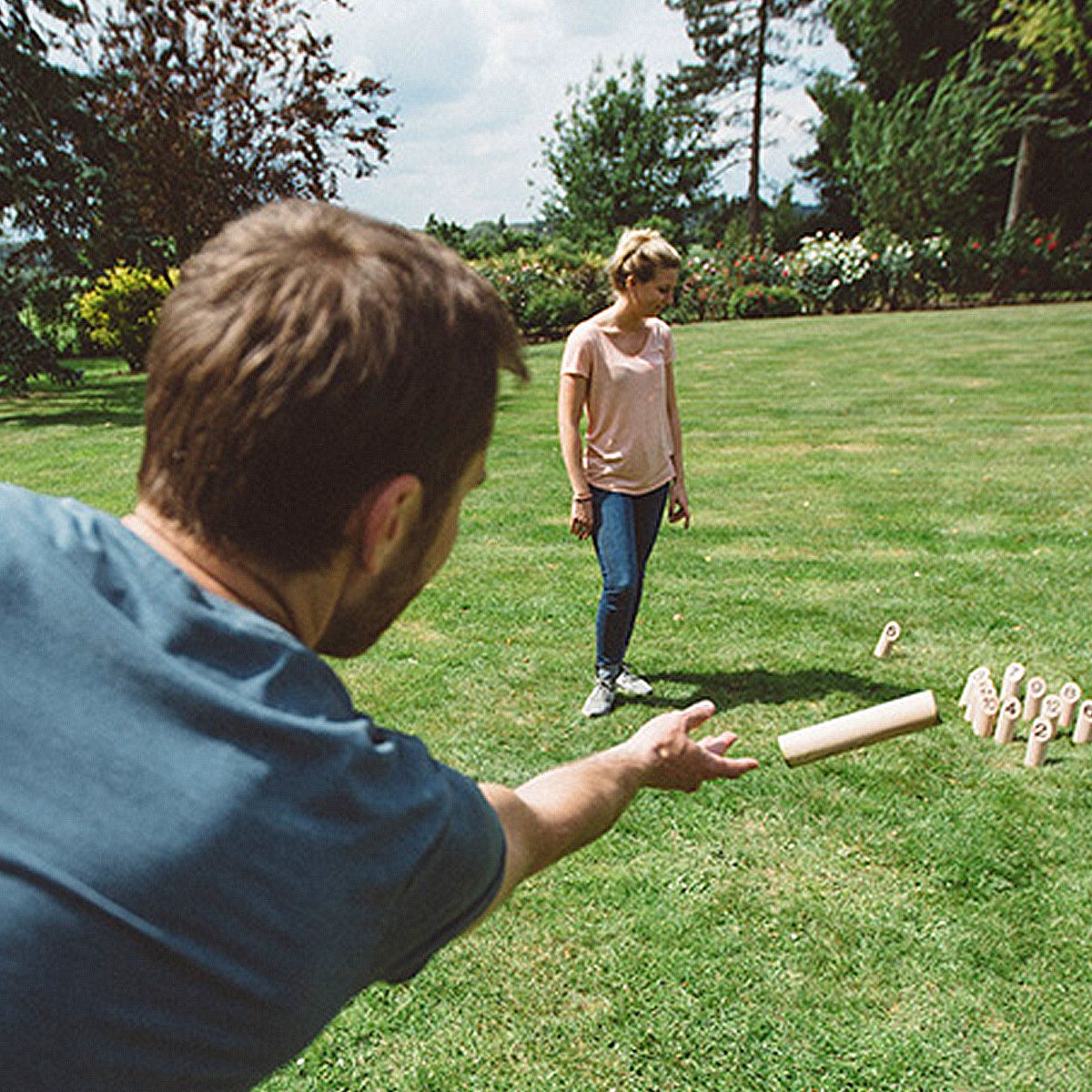 LZQ Kubb Viking spel Werpspel Houten kielspel Houten werpspel Zweeds schaakspel Scandinavisch Grappig werpspel Buitenspel Binnen- en buitenspel voor kinderen en volwassenen 12 nummers Natuurlijk hout — afbeelding 3