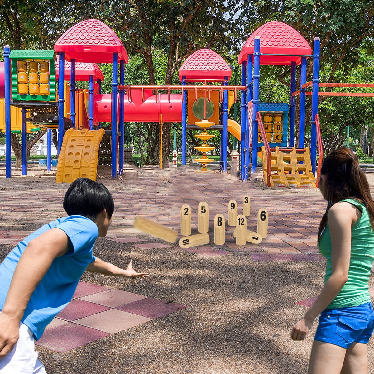 LZQ Kubb Viking spel Werpspel Houten kielspel Houten werpspel Zweeds schaakspel Scandinavisch Grappig werpspel Buitenspel Binnen- en buitenspel voor kinderen en volwassenen 12 nummers Natuurlijk hout — afbeelding 2