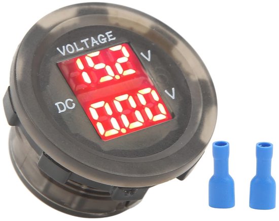 EVGATSAUTO digitale dubbele voltmeter, auto DC 10V-60V blauwe LED digitale dubbele voltmeter universele pasvorm voor de meeste 12-24V auto motorfiets ATV UTV RV voertuigen marineboot