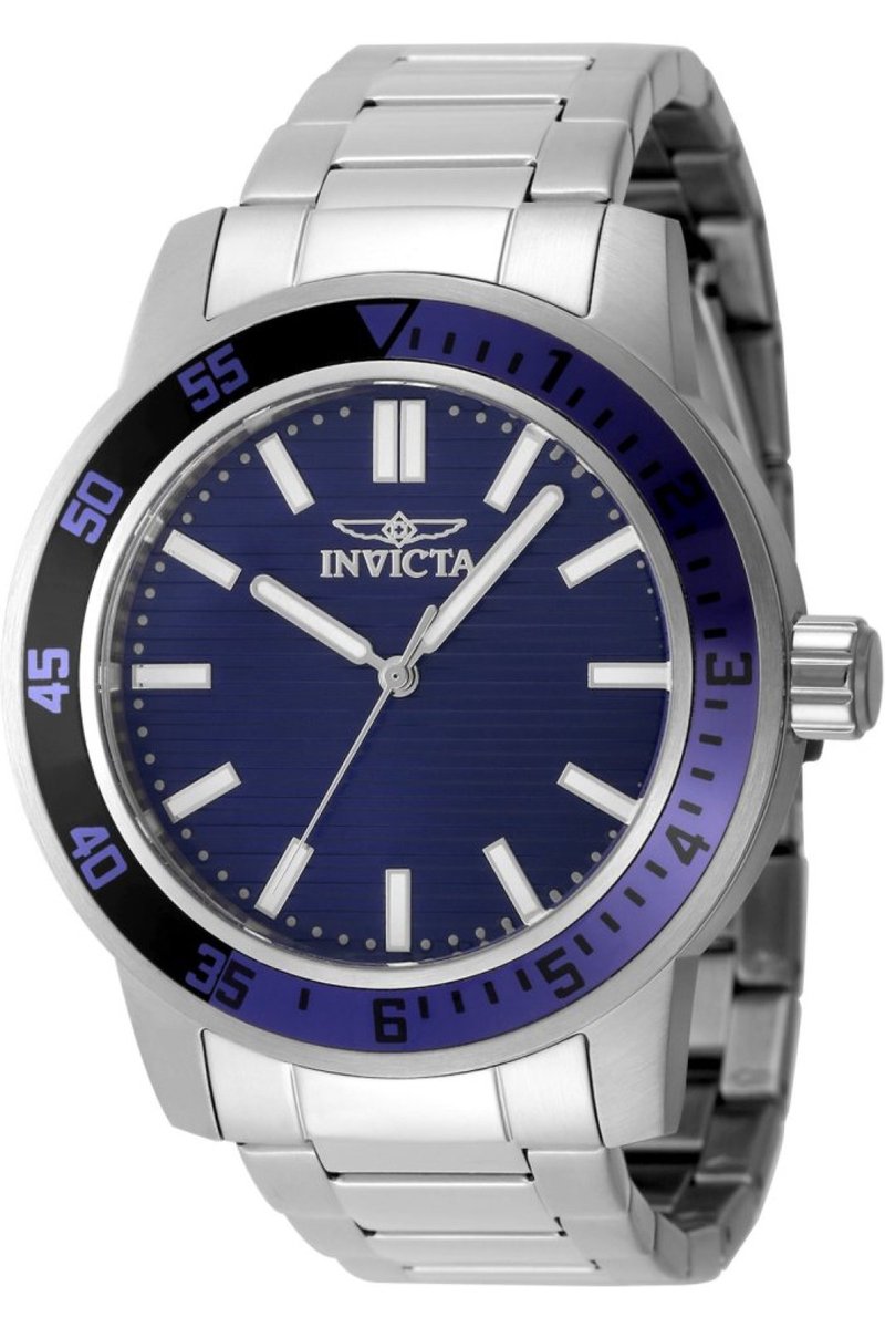 Invicta Specialty 48965 Heren Horloge - Waterdicht - Analoog - Quartz Uurwerk - Roestvrij Staal met blauwe Wijzerplaat - 45mm