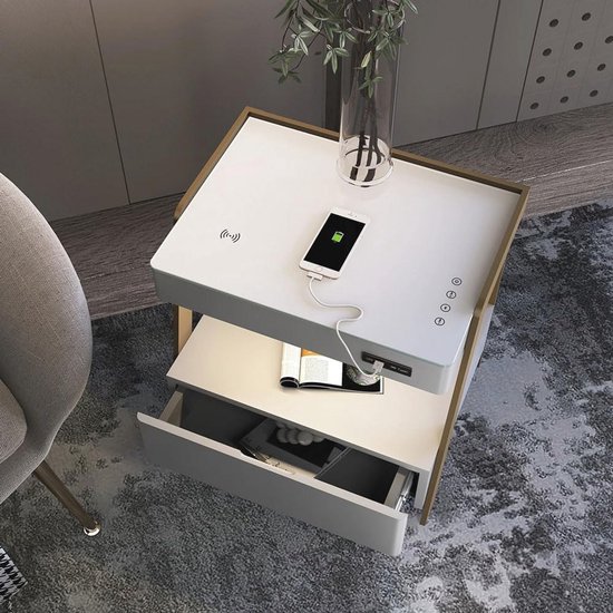 Slim Nachtkastje met Oplaadfunctie en Bluetooth Luidspreker — afbeelding 4