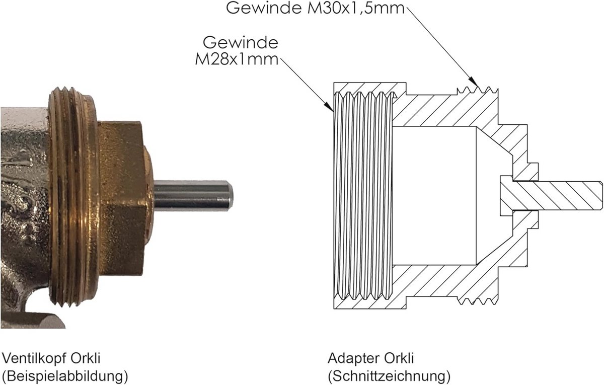 Metalen Adapter voor Elektronische Radiatorthermostaten, 230 V, M28 x 1,0 mm