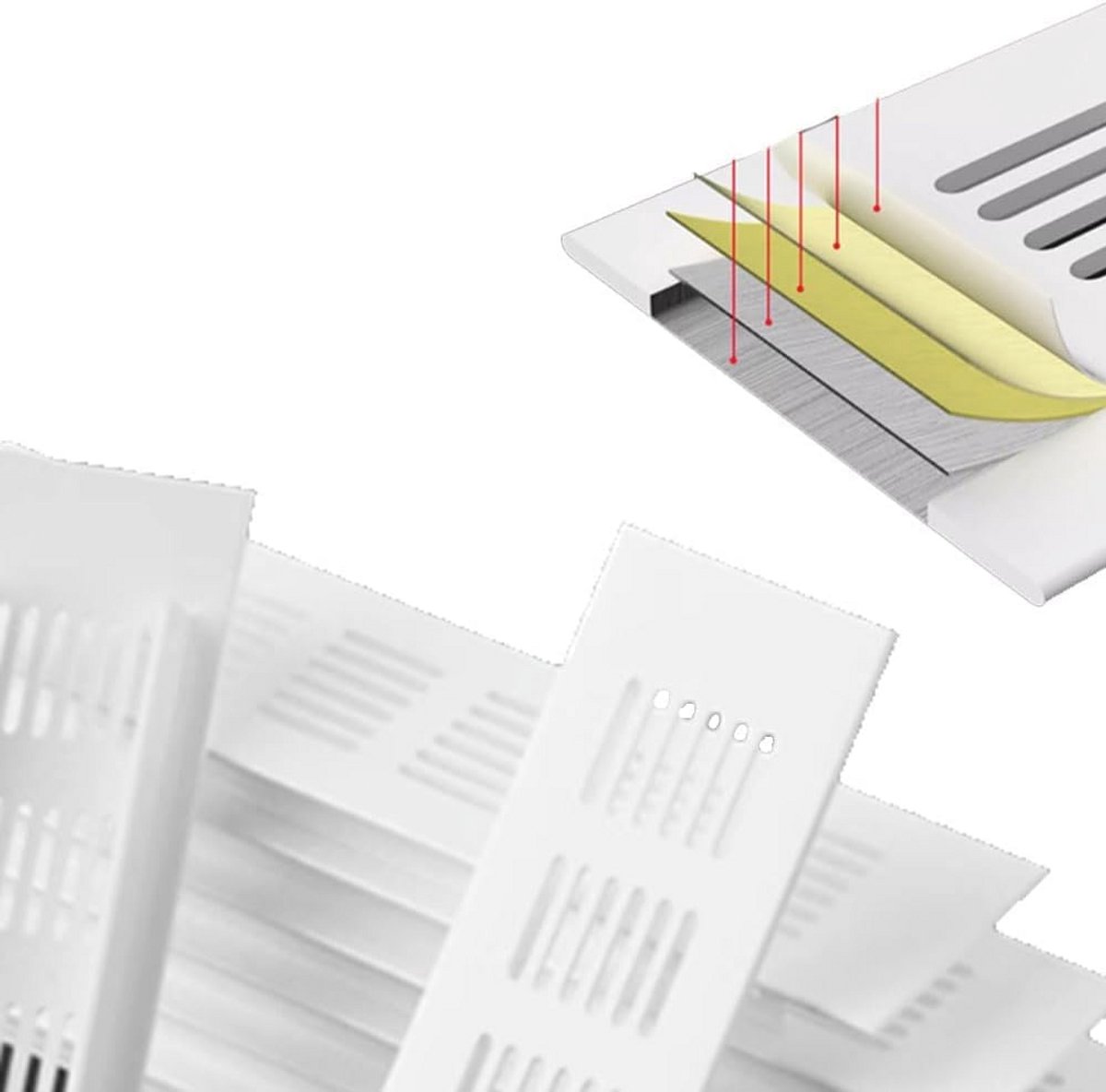 Witte Aluminium Ventilatierooster 600mm x 80mm - Set van 2 voor Keuken en Kasten