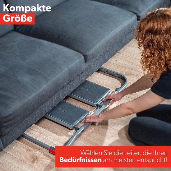KADAX Aluminium vouwladder, multifunctionele ladder tot 150 kg draagvermogen, lichte aluminium vouwladder met antislip voeten, staande ladder, trapladder (3 treden