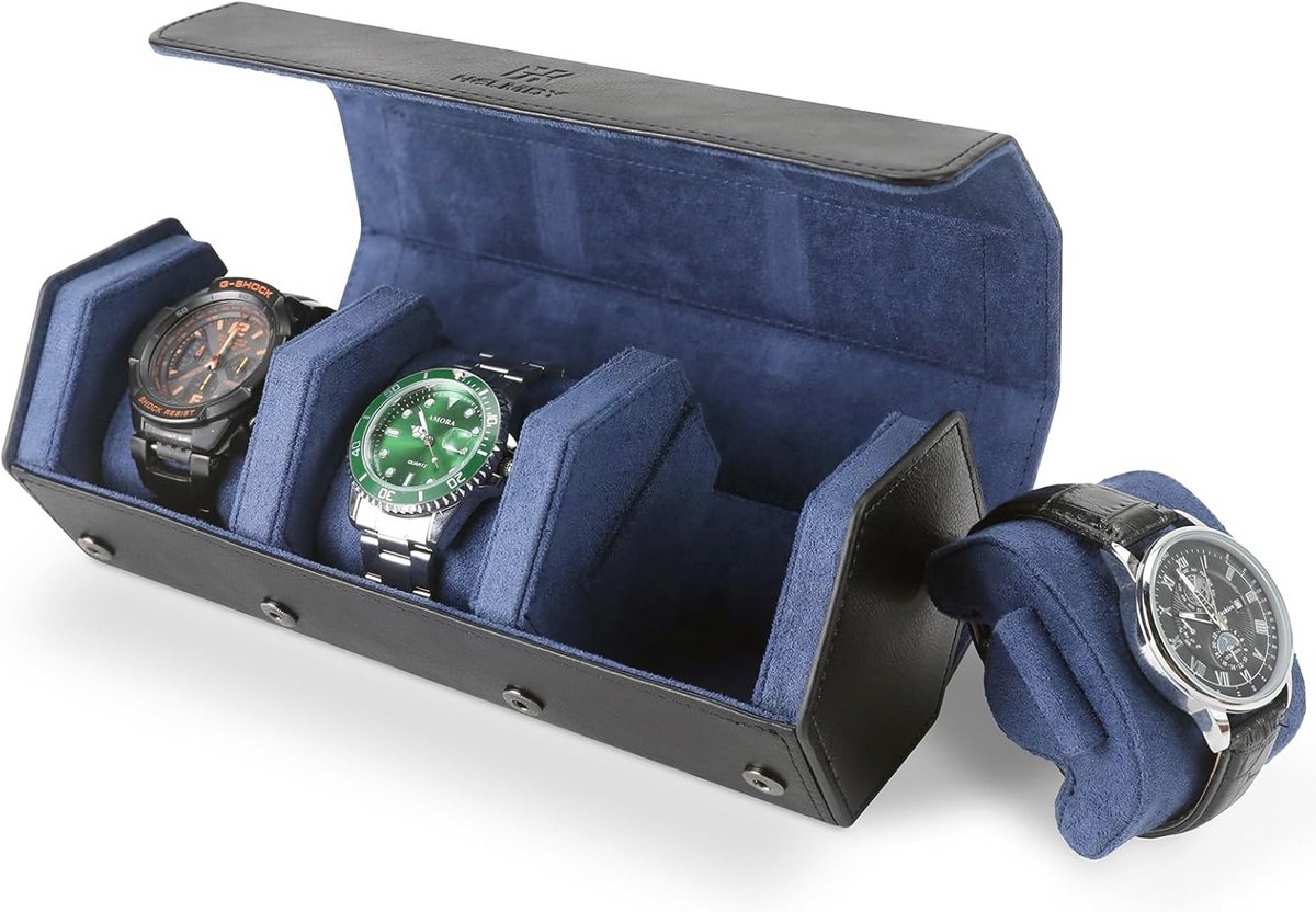 Horlogedoos voor 3 horloges - Draagbare opbergdoos van PU-leer voor heren