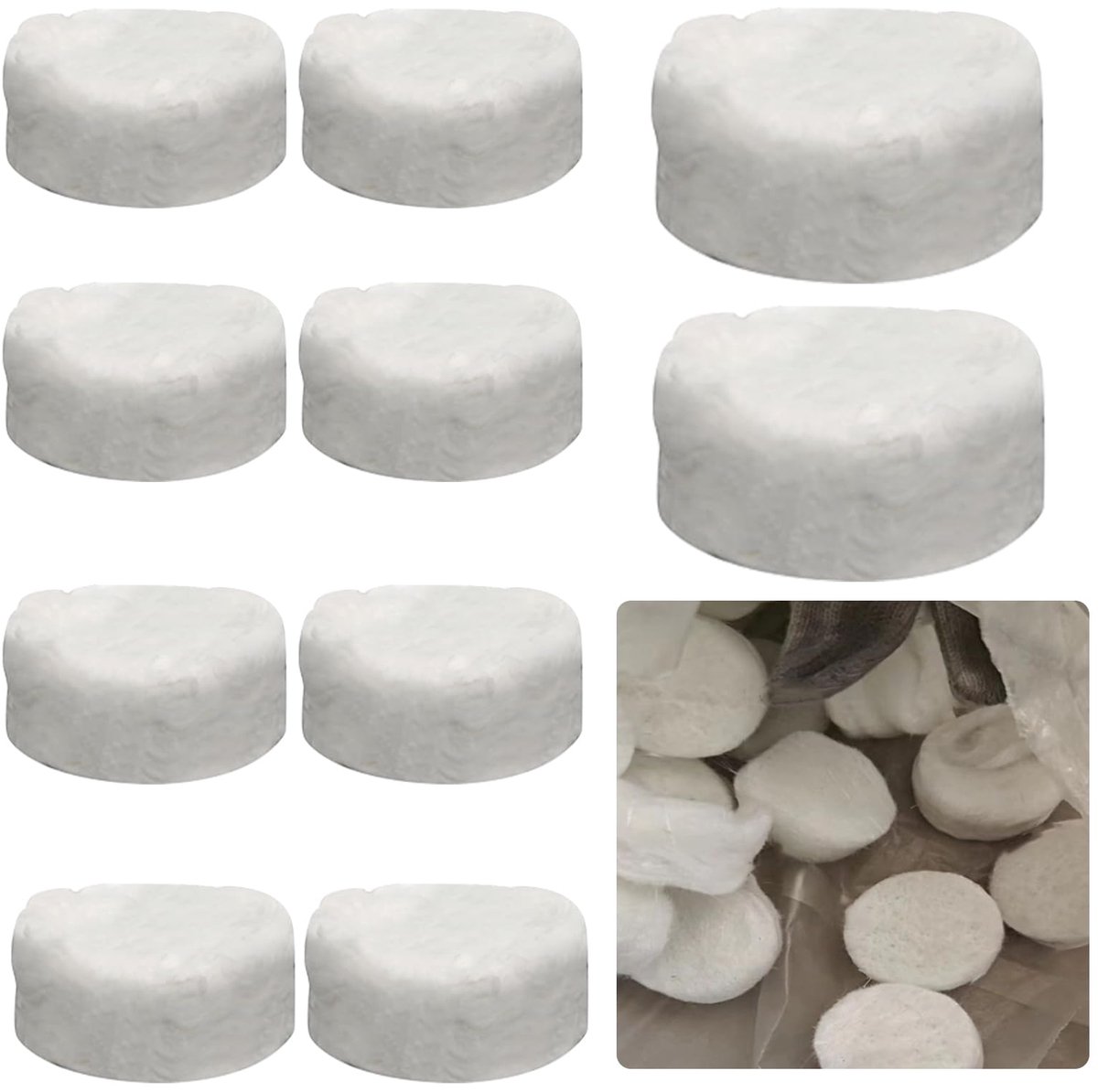 10 Pieces Ceramic Wool for Bioethanol, 8.6 x 8.6 cm Fireplace Ceramic Sponge for Bioethanol Stove, Round Wick Replacement, Indoor Gel and Ethanol Ceramic Sponge for Bioethanol