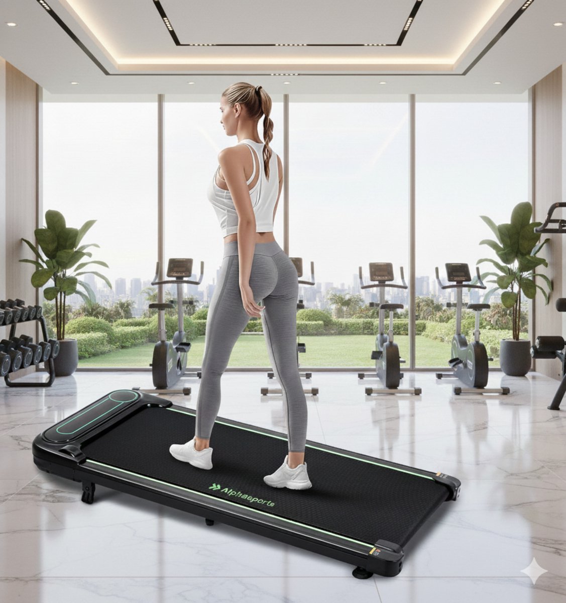 Treadmill Compact 3-in-1 Walking Pad Klapbaar – 6 km/h, Handmatige Hellingshoek 0–4%, LED-Display met Afstandsbediening, Antislip Schokabsorberend Loopvlak, Draagbare Loopband voor Thuis en Kantoor – Altameubel